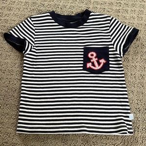 Bella Bliss Navy and White Striped Anchor Tee